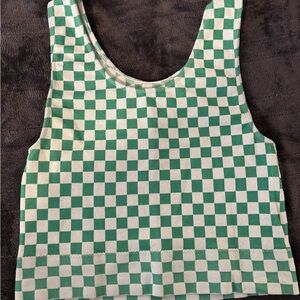 Green and White Checkered Tank Top